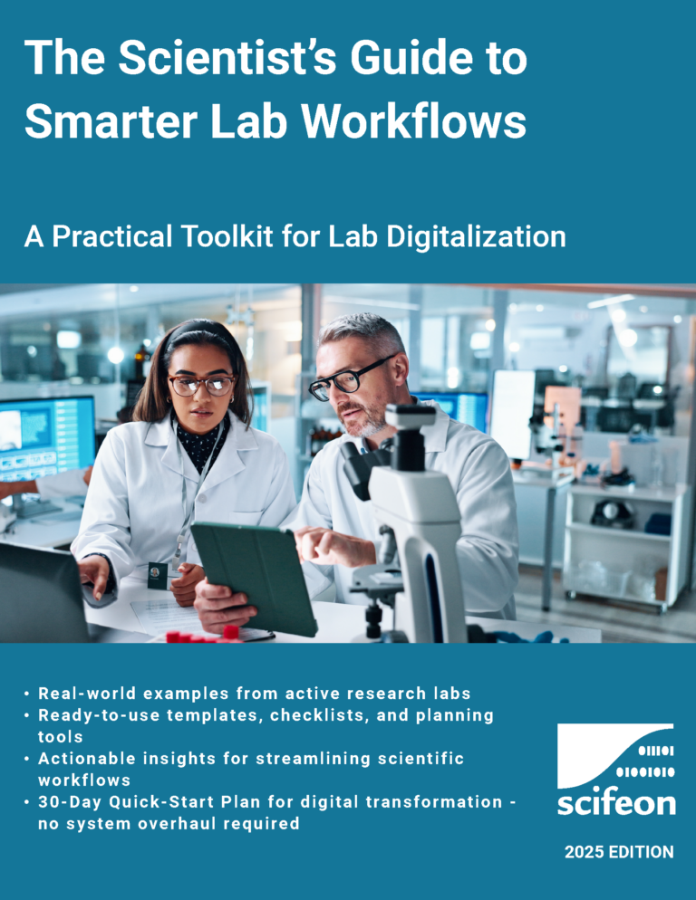 Cover image of “The Scientist’s Guide to Smarter Lab Workflows” – practical toolkit for optimizing digital lab routines